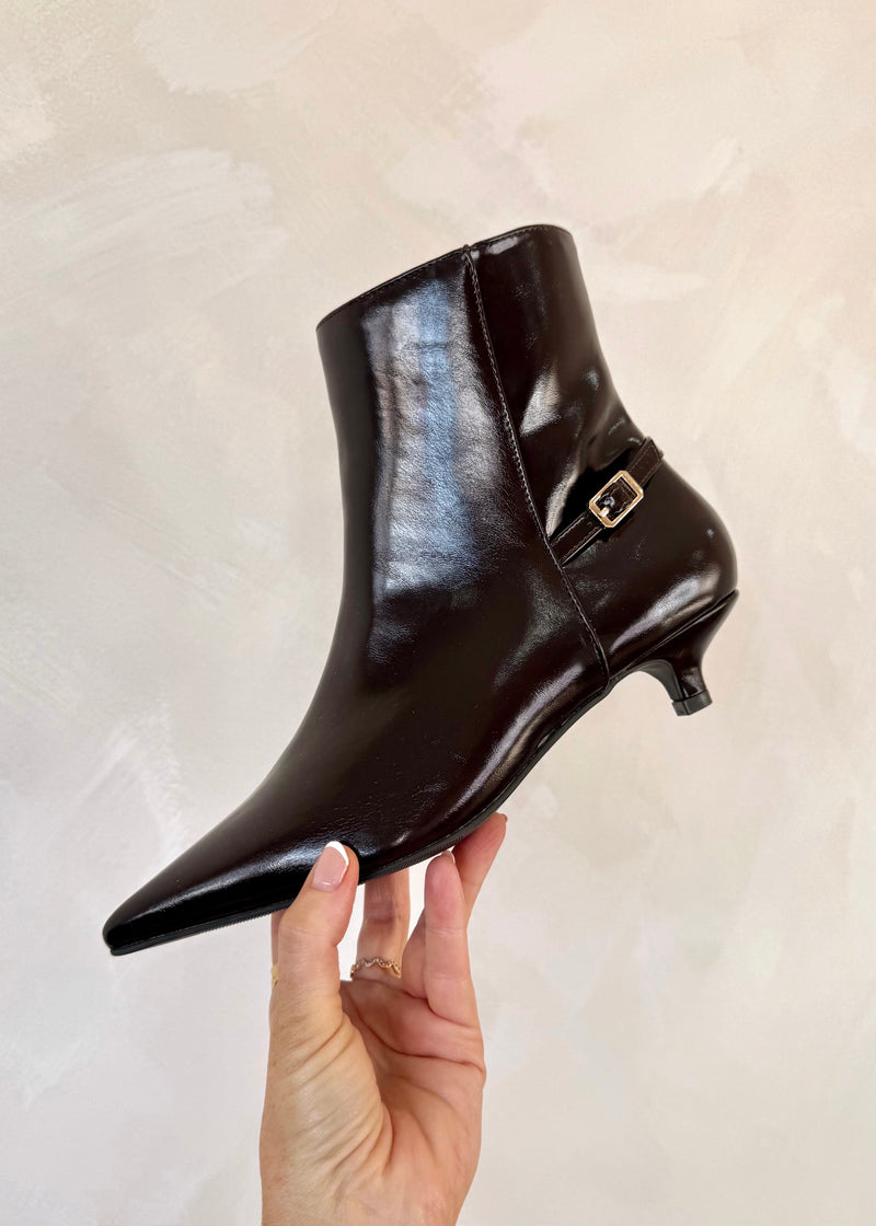 Ali kitten heel boot - dark chocolate-The Style Attic