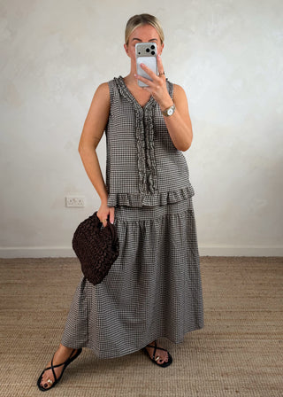 Alice gingham blouse - Chocolate-The Style Attic
