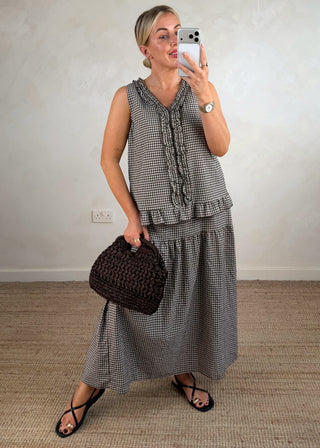 Alice gingham blouse - Chocolate-The Style Attic