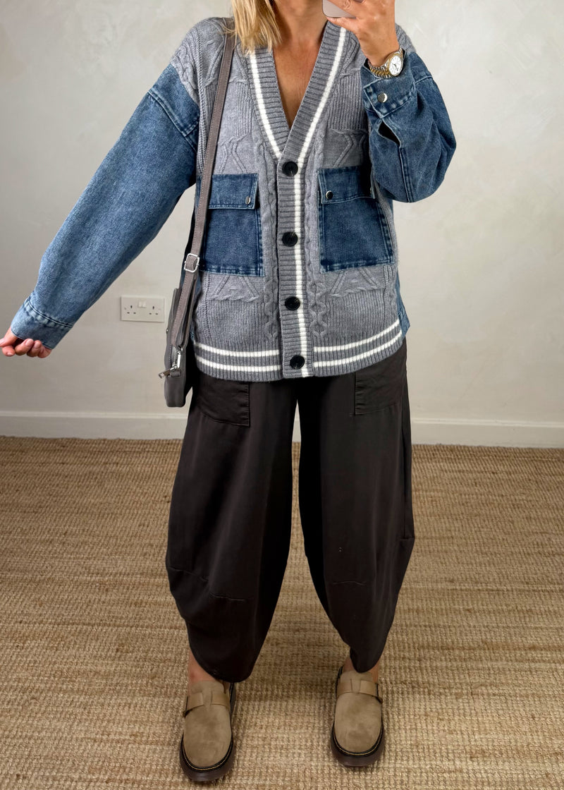 Alicia denim cardigan knit - grey-The Style Attic