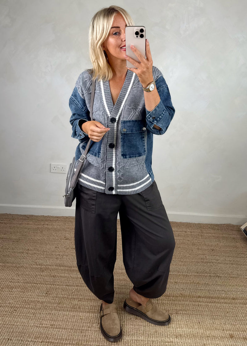 Alicia denim cardigan knit - grey-The Style Attic