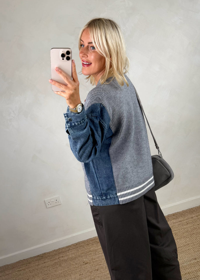 Alicia denim cardigan knit - navy-The Style Attic