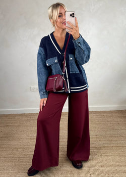 Alicia denim cardigan knit - navy-The Style Attic