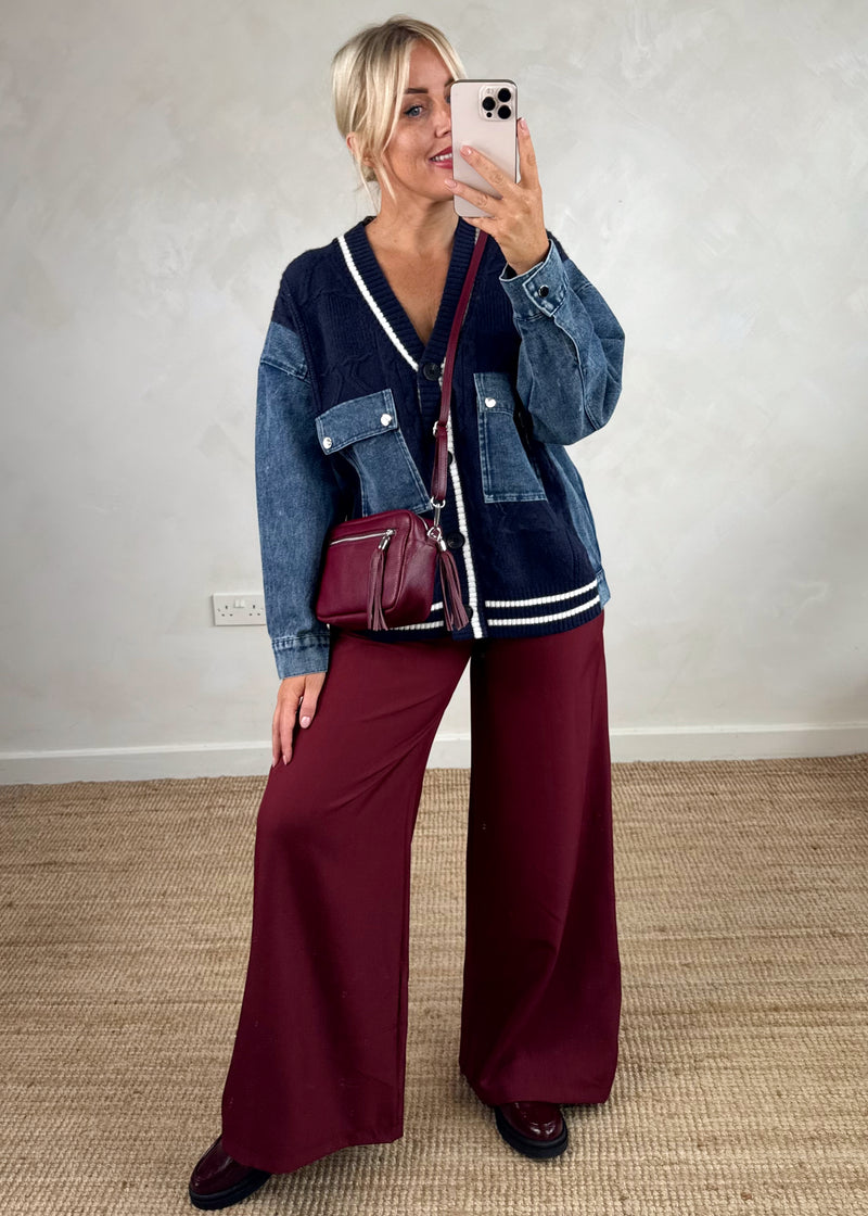 Alicia denim cardigan knit - navy-The Style Attic