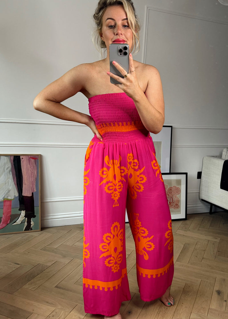 Alisha Strapless jumpsuit - hot pink-The Style Attic