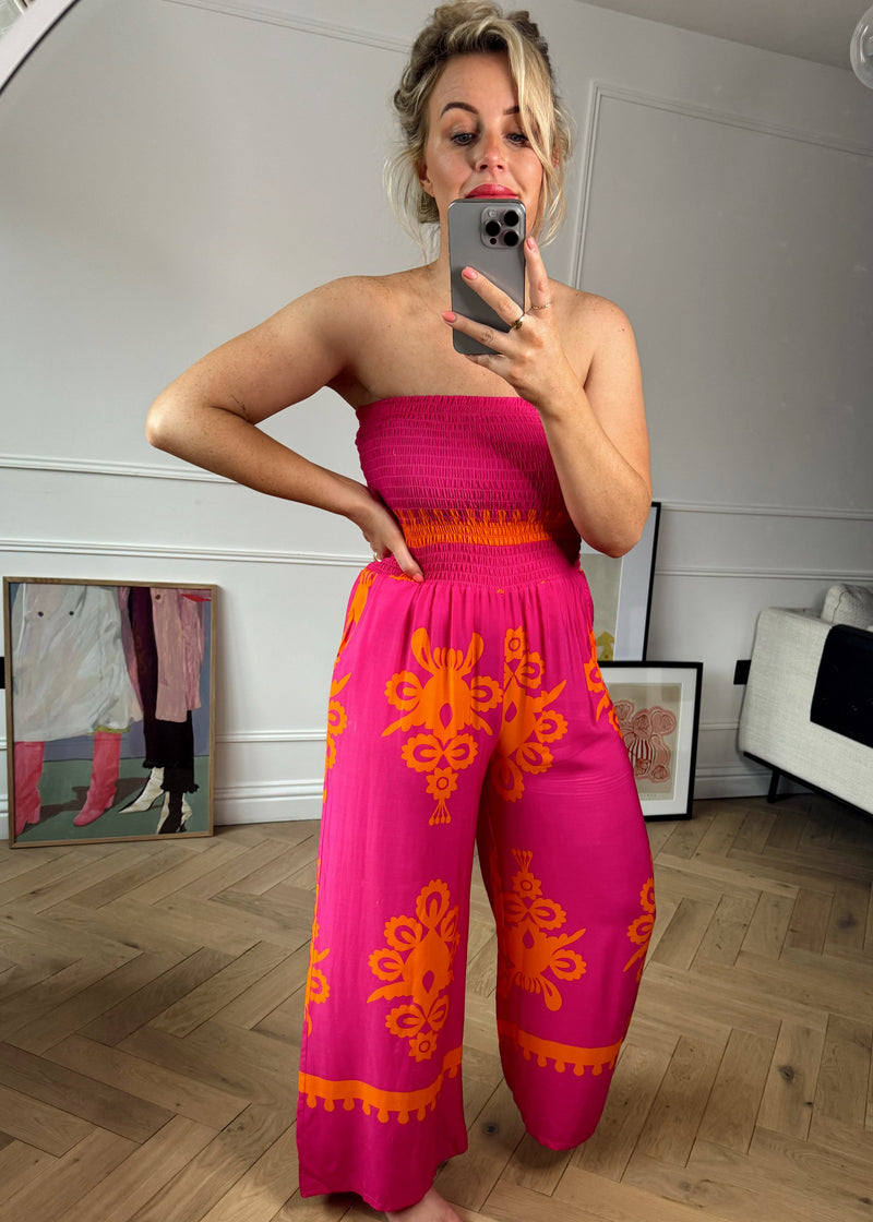 Alisha Strapless jumpsuit - hot pink-The Style Attic