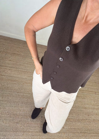 Ally knitted waistcoat - Chocolate-The Style Attic