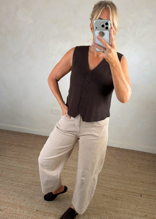 Ally knitted waistcoat - Chocolate-The Style Attic