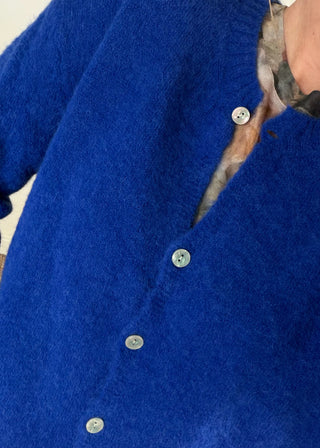 Alpaca knit cardigan - Cobalt-The Style Attic