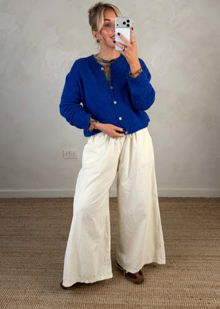 Alpaca knit cardigan - Cobalt-The Style Attic