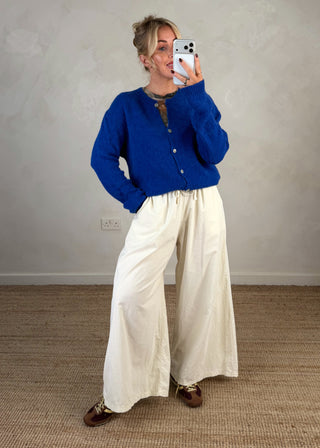 Alpaca knit cardigan - Cobalt-The Style Attic