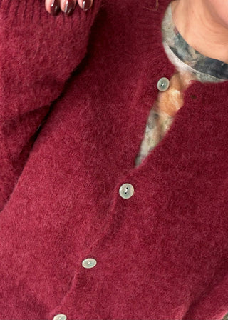 Alpaca knit cardigan - Merlot-The Style Attic