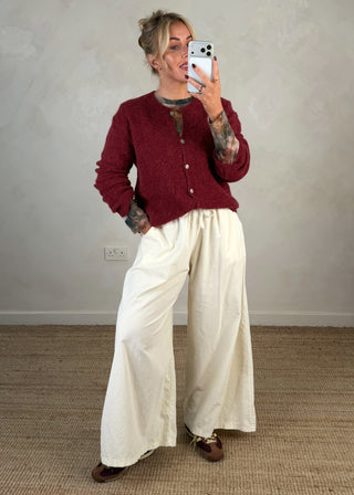 Alpaca knit cardigan - Merlot-The Style Attic
