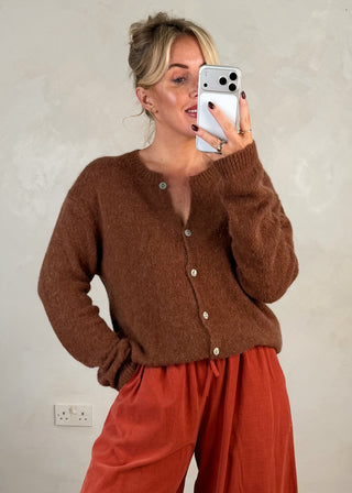 Alpaca knit cardigan - Tan-The Style Attic
