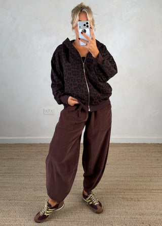 Amber animal print hoodie - chocolate-The Style Attic