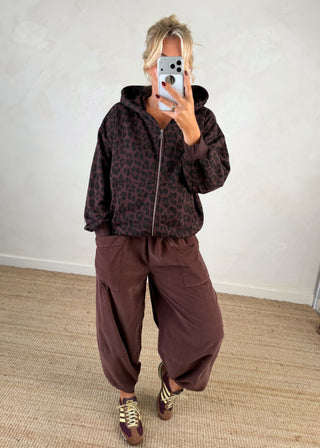 Amber animal print hoodie - chocolate-The Style Attic