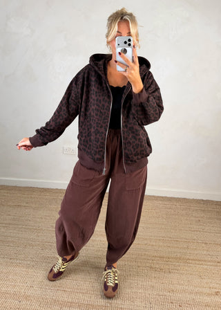 Amber animal print hoodie - chocolate-The Style Attic