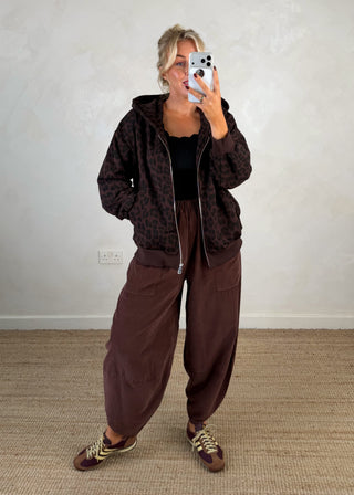 Amber animal print hoodie - chocolate-The Style Attic