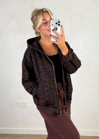 Amber animal print hoodie - chocolate-The Style Attic