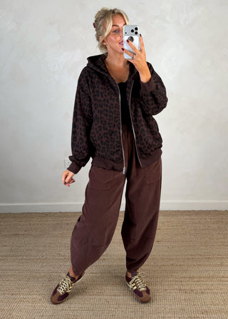 Amber animal print hoodie - chocolate-The Style Attic