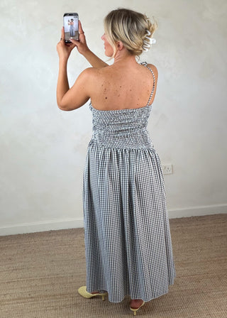 Amelia gingham dress - Navy-The Style Attic