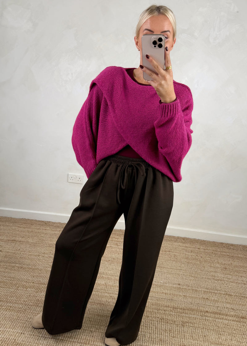Anais cross front knit - Magenta-The Style Attic