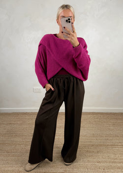 Anais cross front knit - Magenta-The Style Attic