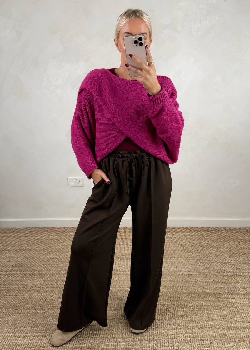 Anais cross front knit - Magenta-The Style Attic