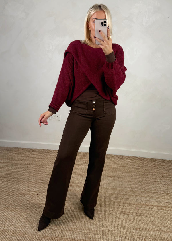 Anais cross front knit - Merlot-The Style Attic
