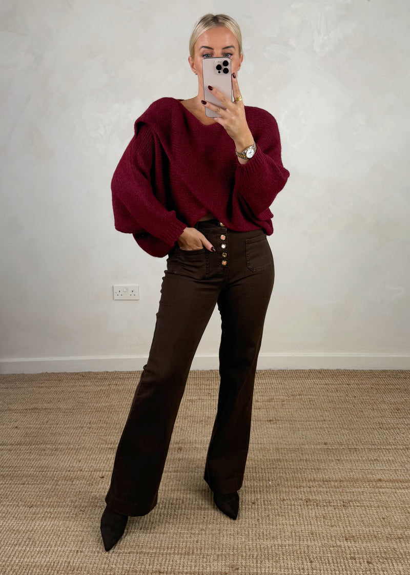 Anais cross front knit - Merlot-The Style Attic