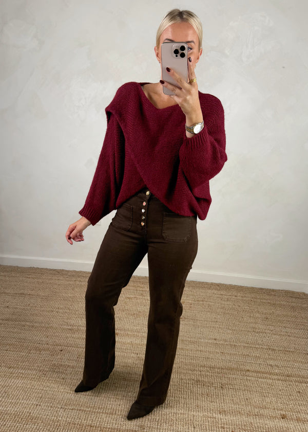 Anais cross front knit - Merlot-The Style Attic