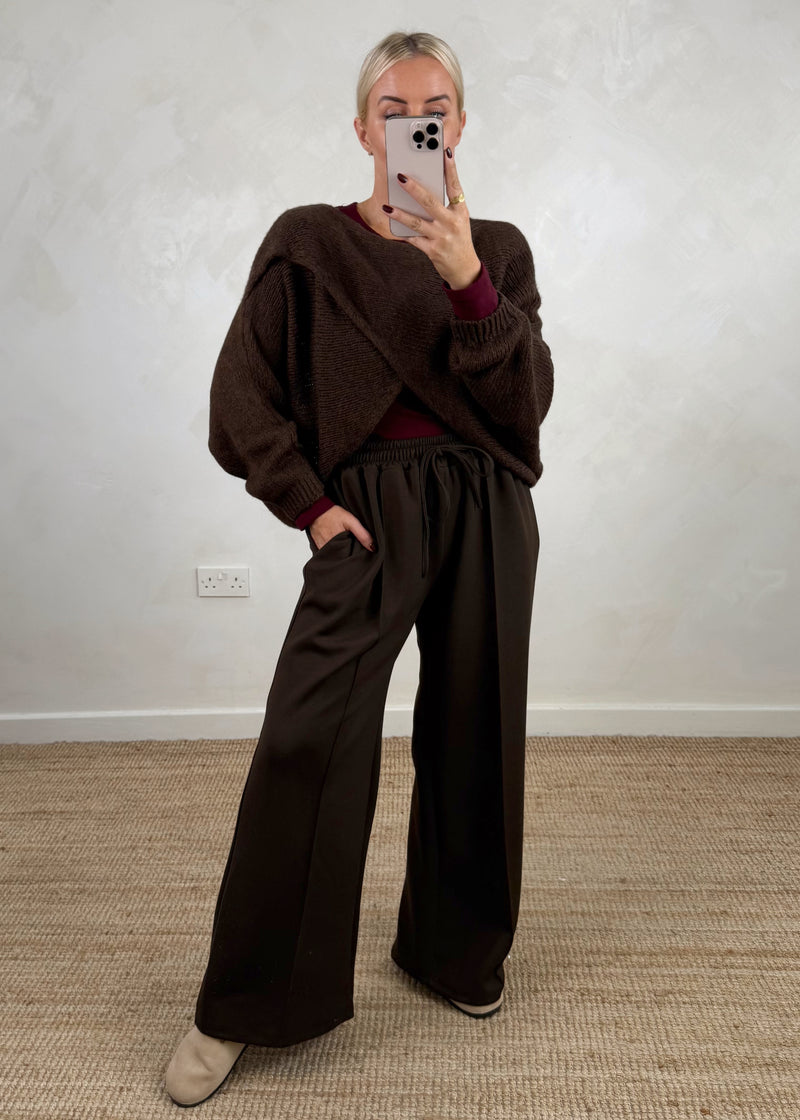 Anais cross front knit - chocolate-The Style Attic