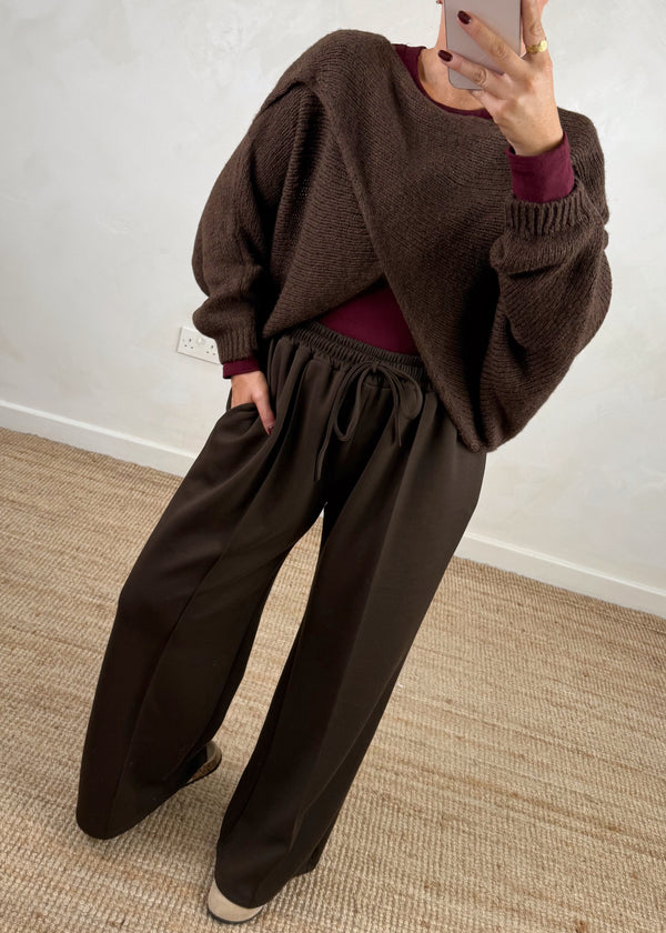 Anais cross front knit - chocolate-The Style Attic