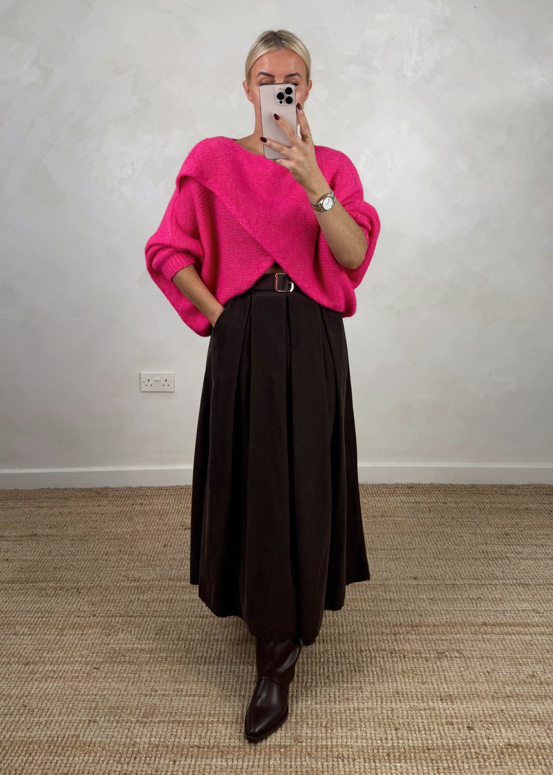 Anais cross front knit - hot pink-The Style Attic