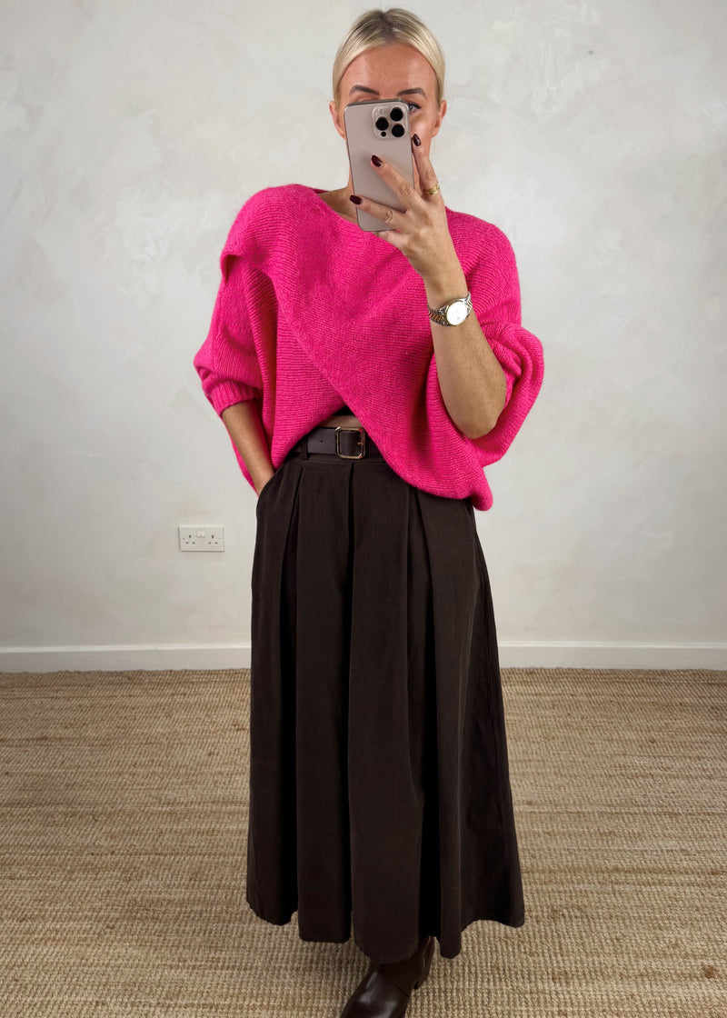 Anais cross front knit - hot pink-The Style Attic