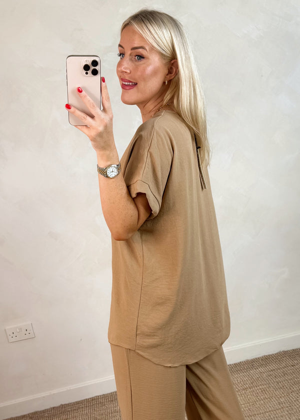 Andrea blouse - camel-The Style Attic