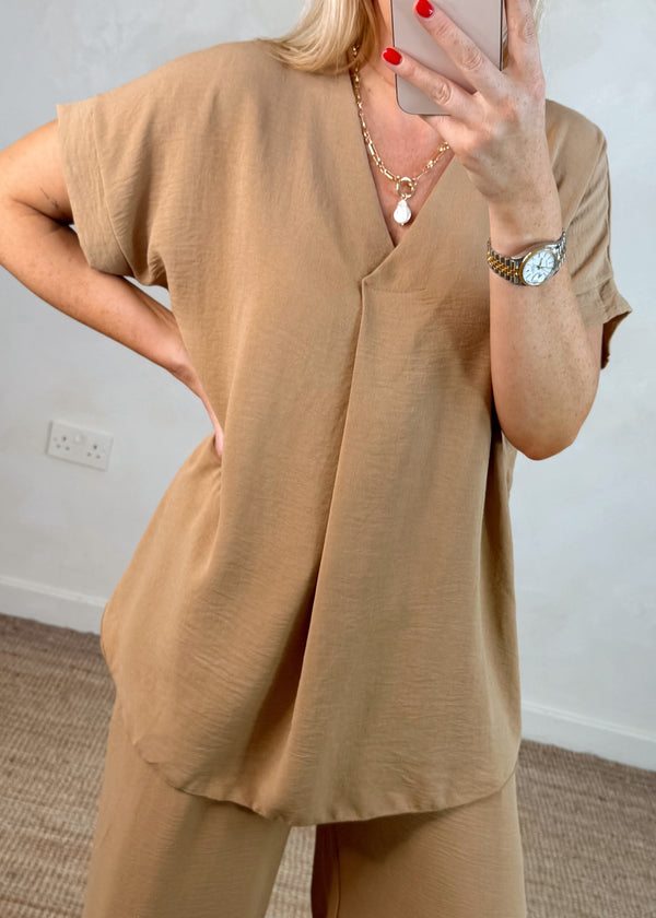 Andrea blouse - camel-The Style Attic