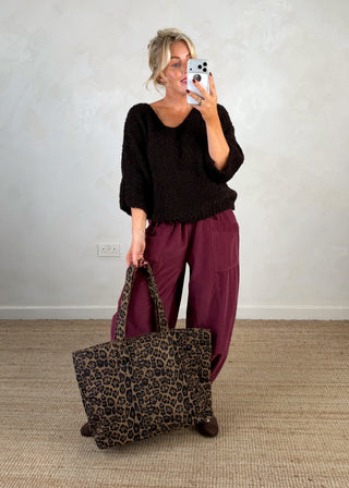 Animal print corduroy shopper bag-The Style Attic