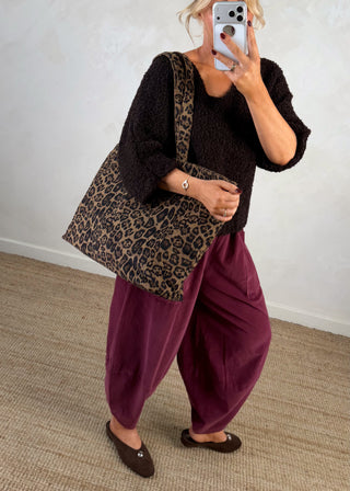 Animal print corduroy shopper bag-The Style Attic