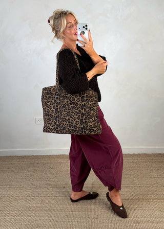 Animal print corduroy shopper bag-The Style Attic