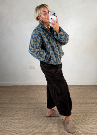 Animal print fleece - Blue-The Style Attic