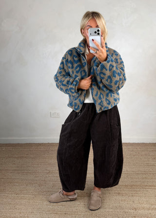 Animal print fleece - Blue-The Style Attic