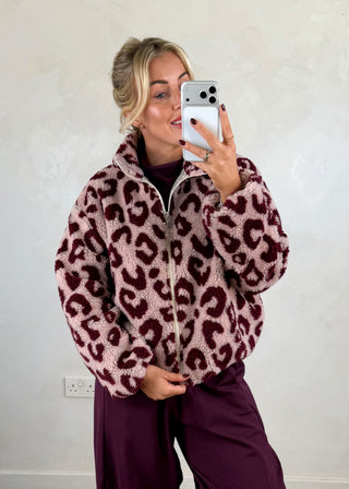 Animal print fleece - Merlot-The Style Attic