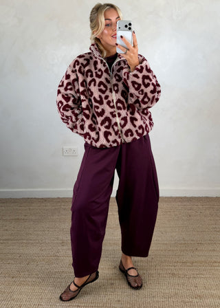 Animal print fleece - Merlot-The Style Attic
