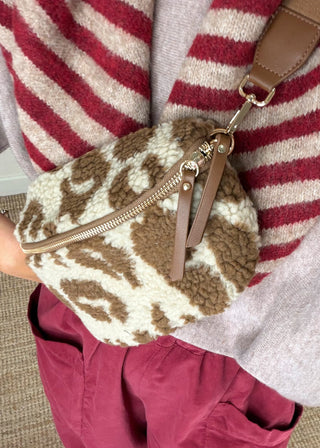 Animal print teddy sling bag - Three-The Style Attic