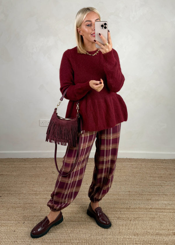 Anna peplum knit - Merlot-The Style Attic