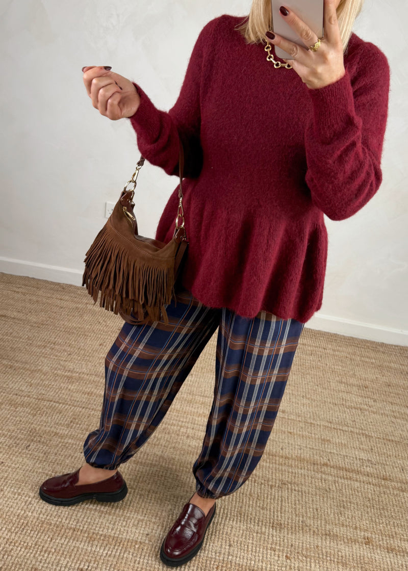 Anna peplum knit - Merlot-The Style Attic