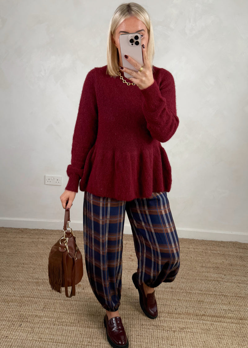 Anna peplum knit - Merlot-The Style Attic