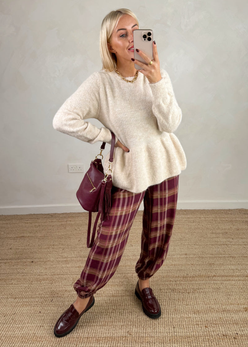 Anna peplum knit - chocolate-The Style Attic