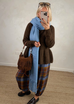 Anna peplum knit - chocolate-The Style Attic